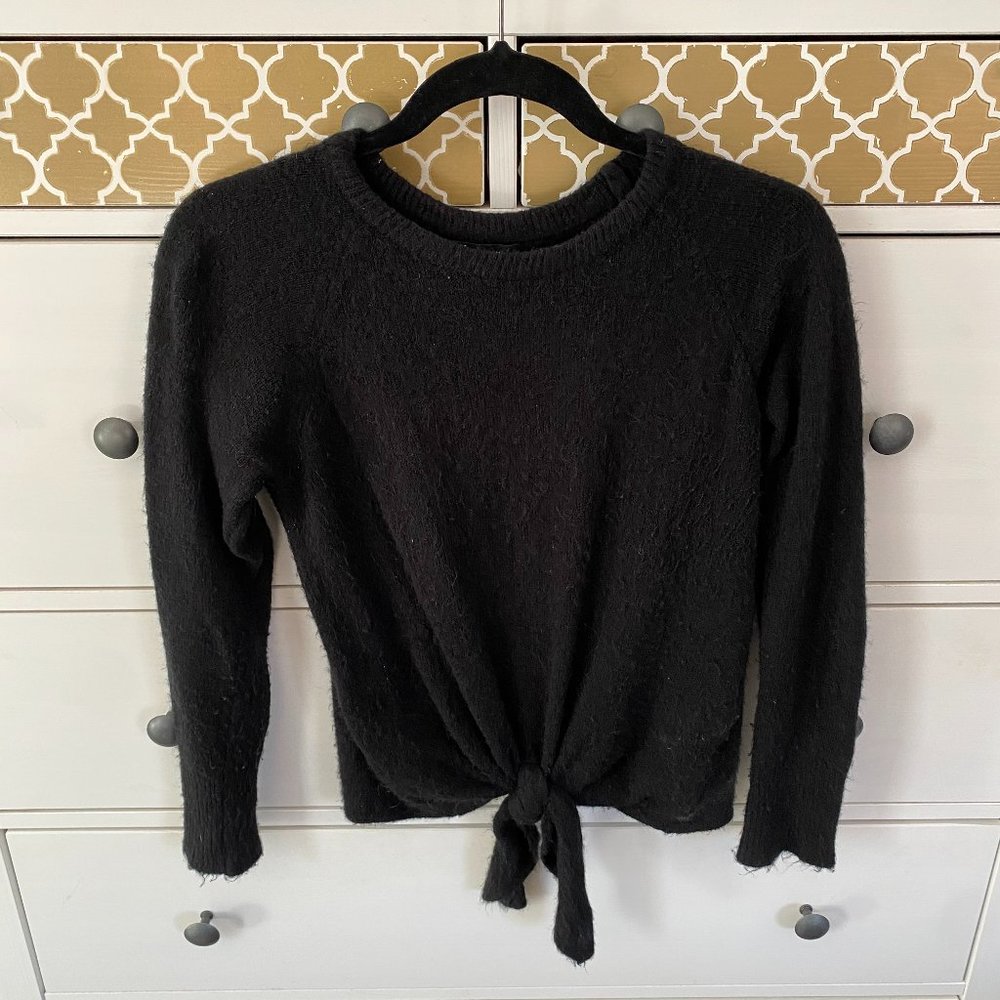 Olivaceous Black Sweater with tie front